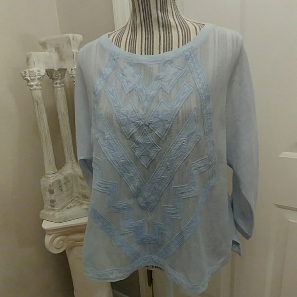 Anthropologie-Meadow Rue Embroidered Woven Top - Picture 1 of 8